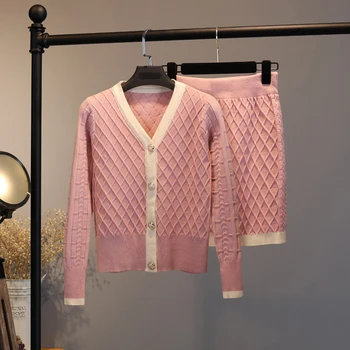 Sieviešu Džemperis Komplekti Eleganta Jaciņa Mini Svārki Komplekti, Divas Gabals Trikotāžas Treniņtērpi Elegants Atbilstības Komplekti 2 Gab Sweatsuits