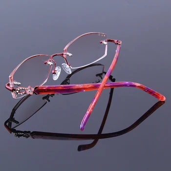 Sieviešu Lasīšanas Brilles Laides Presbyopic Brilles Sieviešu Optisko Hyperopia Skaidrs, bez apmales Rhinestone Sieviešu Sarkani Rāmji, Brilles