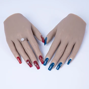 Silikona Prakse Rokās Nails Lifesize Manekena Sieviešu Modelis Displejs Rokās Atkārtoti Viltus Nagu Pirkstu Mācību Puses