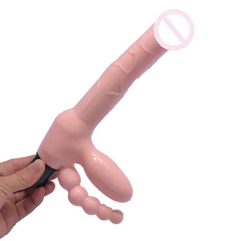 Silikona Reāli Dubultā Dildo Spēcīgs Vibrators, Anālo Seksu G-spot Orgasms Strapless Strapon Lesbiešu Seksa Rotaļlietas Produkti Sievietēm