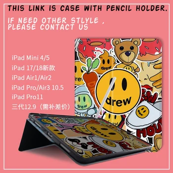 Smaidu Pievērsa Māja Flip Cover For iPad 7. Air2 Pro 9.7 10.5 11 12.9 10.2 2019 Mini4 mini5 Tablete Gadījumā ar zīmuļa turētāju