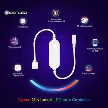 Smart RGB Gaismas Lentes 5m Komplekts ar Zigbee LED Kontrolieris APP Balss Kontroles Darbu ar Alexa & SmartThings H*U*E Nepieciešama centrs