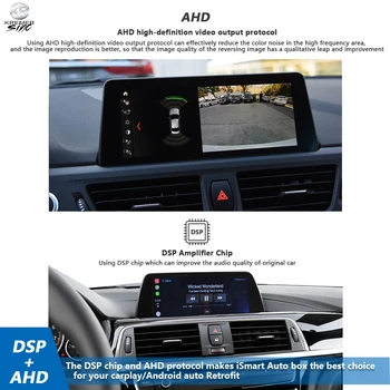 Spogulis Bezvadu Apple CarPlay AndroidAuto Pārbūvēt par BMW 1/2/3/4 Sērijas E87 E88 E90, E91 F22 F23 F30 F31 F45