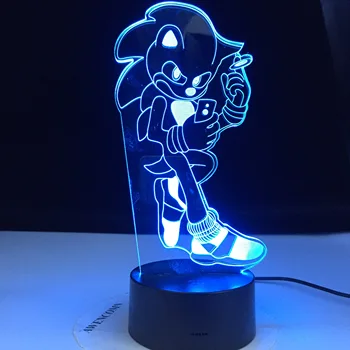 Spēle Sonic Ezis Bērniem LED Nakts Gaismas Dekori Akumulatora Nakts Lampas Bērnu Dzimšanas dienas Dāvanu Galda 3D Lampas Sonic Attēls Nightlight