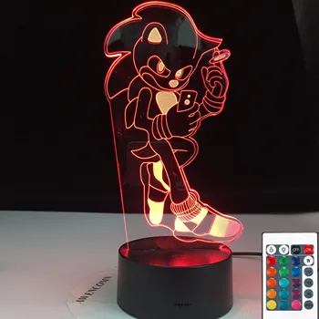Spēle Sonic Ezis Bērniem LED Nakts Gaismas Dekori Akumulatora Nakts Lampas Bērnu Dzimšanas dienas Dāvanu Galda 3D Lampas Sonic Attēls Nightlight