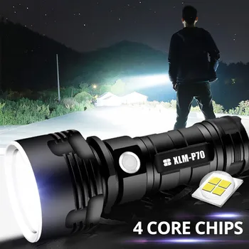 Super Jaudīgs LED Lukturītis XHP50 Taktiskās Lāpu USB Lādējamu Linterna Ūdensizturīgs Lampas Ultra Spožu Laternu, Kempings