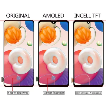 Sākotnējā AMOLED Galaxy A51 LCD ar rāmi Digitizer Sensors Montāžas Samsung A51 Displejs A515 A515F A515F/DS,A515FD A515F