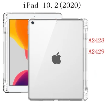 Tablet Case For iPad 10.2 2020. gadam Lietu Atpakaļ Silikona Tablete Segtu Ar Pildspalvu Slots Apple iPAD 8. A2428 A2429 Pamatbrīvību Aizsardzības