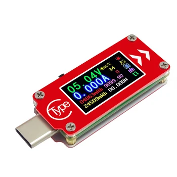 TC64 Tips-K krāsu LCD USB Testeri Voltmetrs ammeter spriegums strāvas mērītāja multimetrs PD maksas power bank jaudas Tests