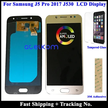 Testēti Darba AMOLED SAMSUNG J5 2017 J530 LCD Samsung J530 J5 2017 Displeja Ekrānā Pieskarieties Digitizer Montāža