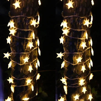Thrisdar 10M 20M 50M LED Zvaigžņu Ziemassvētku Pasaku Gaismas Zvaigžņotām Pieci Norādīja Zvaigzne Stīgu Gaismas Kāzu Dārza Koku Zvaigžņu Vainags Gaismas