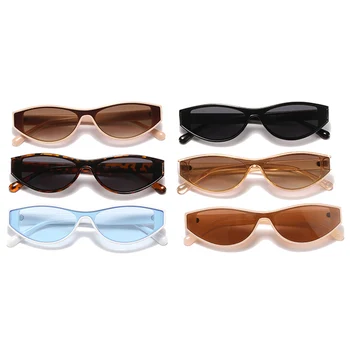 TIK&EI Modes Nelielu Kaķu Acu Saulesbrilles Sieviešu Vintage Viens Gabals Slīpumu, Briļļu Vīriešiem Trending Toņos UV400 Tējas Zilās Saules Brilles