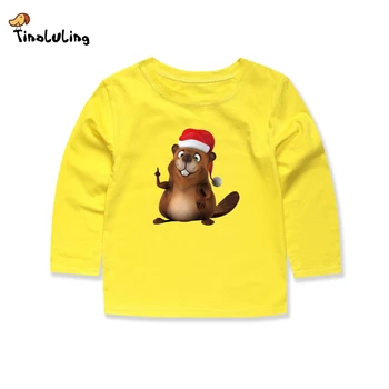 TINOLULING 2018 Ziemassvētku T Krekls Bērniem Pilnu Piedurknēm Kokvilnas t-veida, Bērnu Apģērbu Vasaras Meiteņu Topi Ziemassvētku Peli Santa T-krekls
