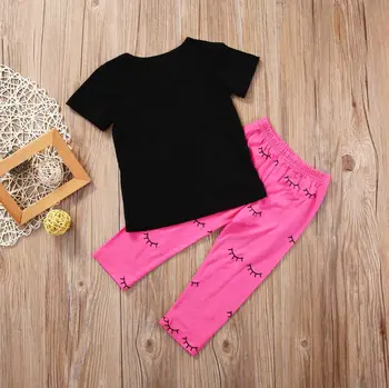Toddler Bērniem Meiteņu Drēbes, Uzstādīt Vēstuli Skūpsts Print T-krekls Top+Skropstu Drukāt Garas Bikses Apģērbs, Bērnu Apģērbu 2GAB 1-6Y Rožu Sarkana
