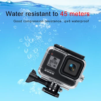 Touch screen Ūdensizturīgs Gadījumā Zemūdens 45m Niršanas Aizsardzības Apvalks Mājokļu GoPro Hero 8 Black Rīcības Kameru Piederumi