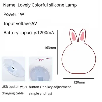 Trusis 7 Krāsas, Silikona Lampas Led USB Nakts gaisma Bērniem, Bērniem Dāvanu Karikatūra Dekoratīvie Gultas gaismas