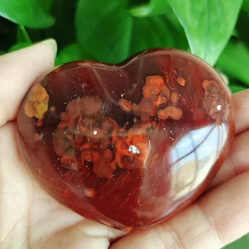 Trīs dabas sarkano agate kristāli sirds mājas apdare kristāla dziedniecības akmeņiem
