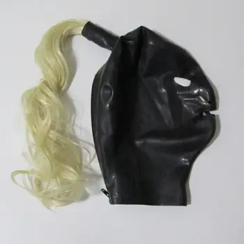 Tīra Dabīgā Lateksa Sieviete maska ar kapuci parūkas atvērt acis un mute cosplay kostīmi