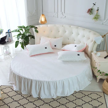 Tīras Kokvilnas Kārtu Gultas svārki lapas Apaļas formas Eiropas Stila vienkrāsainu gultas Pārklājs Diametra 200cm 220cm