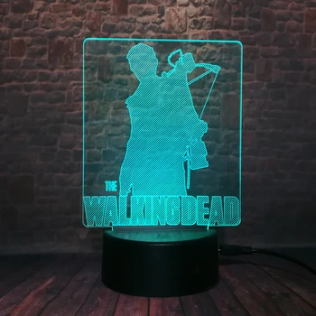 U.S.TV Drāma Attēls Rīcības Walking Dead Rick Daryl Dixon Atdzist 3D LED Nakts apgaismojums 7 ColorChange Lampas Zēni Cilvēks Faniem Ziemassvētku Dekori