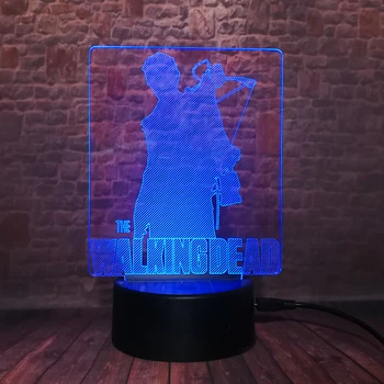 U.S.TV Drāma Attēls Rīcības Walking Dead Rick Daryl Dixon Atdzist 3D LED Nakts apgaismojums 7 ColorChange Lampas Zēni Cilvēks Faniem Ziemassvētku Dekori