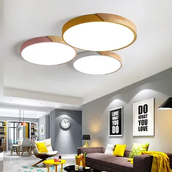 Ultra-plānas 5CM mūsdienu LED griestu lampas koka macaron dzīvojamās istabas apgaismojums virtuves, guļamistabas virsmas mount griestu lampas