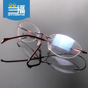 Ultravieglajiem titāna bez apmales brilles rāmis sieviete, optiskās brilles, elastīgu brilles briļļu rāmji lunette femme plain