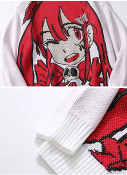 UNCLEDONJM Japāņu Stila Anime Meitene Trikotāžas Džemperis Mens Hip Hop Streetwear Harajuku Džemperis Vintage Retro Pulovers ZSM-1315