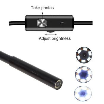 USAFEQLO 7mm Diametrs 0.3 MP Kamera 480P 6 Spilgti Balta LED Micro USB Android Endoskopu, Ūdensizturīgs Borescope Pārbaudes Čūska Cam