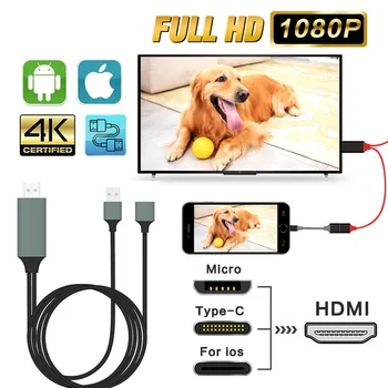 USB Uz HDmi Kabeli saderīga HDTV TV Digitālo AV Adapteri 2M Smart Pārveidotājs Kabelis Apple TV Android Tālrunis TV PC Klēpjdators