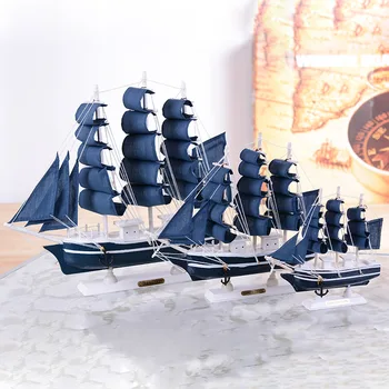 Vairumtirdzniecības Veicināšanas Koka Kuģi Jahtu Modelis Amatniecības Griešanai Jūras Buru Kuģa Modelis Vidusjūras Stila Laivas Mājas Dekoru