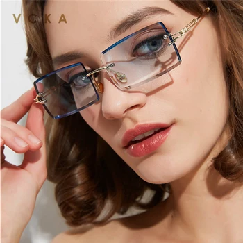 VCKA 2020. gadam, Modes Taisnstūra bez apmales Saulesbrilles Sieviešu Slīpumu, Ultravieglajiem Bezrāmju Laukumā, Sieviešu, Saules Brilles Ar UV400 Brilles