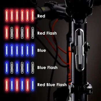 Velosipēds Astes Gaismas Ultra Spilgti Velosipēds Gaismas USB Uzlādējams LED Velosipēda Aizmugurējās Gaismas 5 Gaismas Režīmā priekšējie Lukturi ar Sarkans + Zils