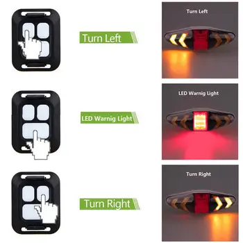 Velosipēds Taillight BicycleTurning Signālu Bezvadu Tālvadības Kalnu Ūdensdrošs LED Brīdinājuma Lampas, kas Mirgo Lukturi