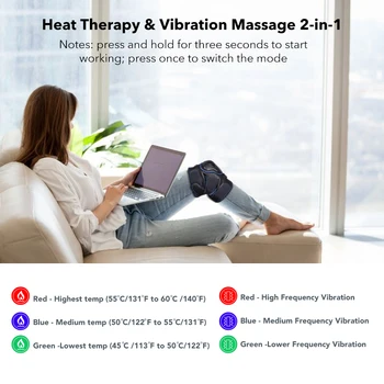 Vibrācijas Apkures Ceļa Massager Magnētiskā Terapija Kopīgu Fizioterapija Ceļgala Kaulu Aprūpes Sāpju Ceļgala Atbalsta Lencēm Masāža