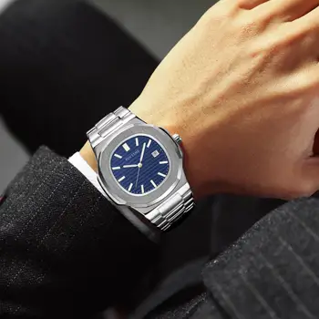 Vienkāršs Vīriešu Kvarca rokas Pulksteņi Top Zīmola Luksusa Nerūsējošā Tērauda Militāro Biznesa Skatīties Vīrieši Datums Zelta Pulksteni zegarek meski relojes
