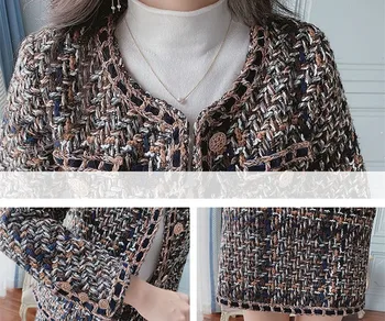 Vintage Elegants Tvīda Divas Gabals Komplekti Tērpi Sievietēm Viena-krūšu Mētelis + Mini Svārki Uzvalki 2020. Gada Rudenī korejas Dāmas Komplekti Apģērbs