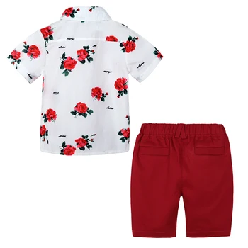 VIŅŠ Sveiki Baudīt Zēni Boutique Apģērbu Modes Puiku Drēbes Summer Set Džentlmenis Drukāt Ziedu tauriņu Krekls+Šorti Uzvalki Bērniem