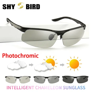 Vīrieši Photochromic Polarizētās Saulesbrilles, Alumīnija Magnija Braukšanas Brilles Hameleons Visu Dienu Mainīt Krāsu, Sniega Gaismas Toņos