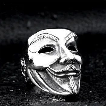 Vīrieši vendetta metāla Maska galvaskauss Gredzena V for vendetta moderns individualitāti vīriešiem maska rotaslietas