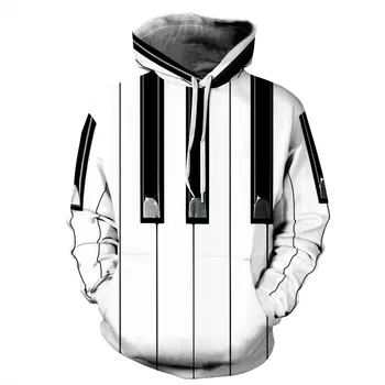 Vīriešu Rudens Lielgabarīta pelēkā vārna Vīriešiem Klavieres 3D Iespiests ar garām Piedurknēm Džemperis sporta Krekls Top Brīvs Tee Outwear Pasūtījuma pelēkā vārna Masculino