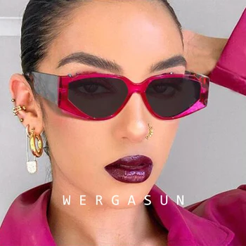 WERGASUN Jaunu Vintage Laukumā Rāmja Saulesbrilles Sieviešu Luksusa Zīmolu Taisnstūra Modes Slīpums Saules Brilles Retro Toņos UV400