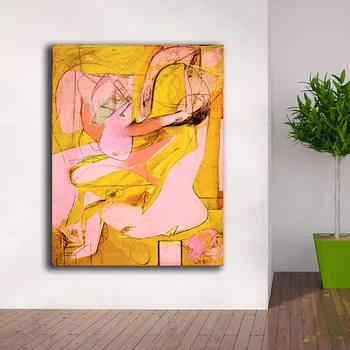 Willem-de kooning-rozā-eņģeļi-1945 Kanvas Glezna Uz dzīvojamo Istabu, Mājas Apdare, Eļļas Glezna Uz Audekla Sienas Glezna bez rāmja