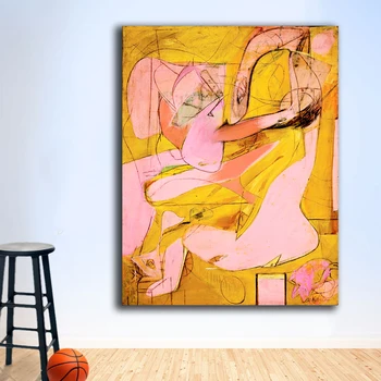 Willem-de kooning-rozā-eņģeļi-1945 Kanvas Glezna Uz dzīvojamo Istabu, Mājas Apdare, Eļļas Glezna Uz Audekla Sienas Glezna bez rāmja