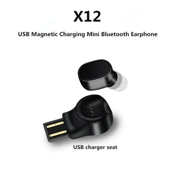 X12 Bluetooth Bezvadu Austiņas mini Austiņas Portable USB Magnētiskas Uzlādes Austiņas Sportā tika izveidotas vienkārši izcilas Austiņas, Telefona