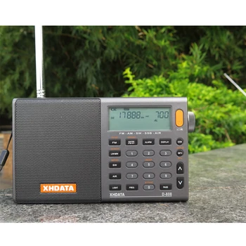 XHDATA D-808 Pelēkā Portable Radio ar Augstu Jutību un Dziļi Skaņu FM Stereo Multi Pilnu Joslu LCD Displejs Modinātājs Temperatūra