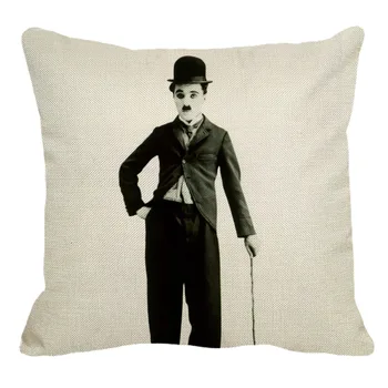 XUNYU 45cmX45cm Britu komiķis Chaplin Jaunu Veļa Kokvilnas Ērtu Spilvenu Segtu Mājas Dīvāna Apdare Spilvena Segums YH138