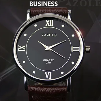 Yazole Modes Biznesa Classic Vienkāršs Vīriešu Rokas Pulksteņu Ādas Siksniņa Kvarca Rokas Pulksteni Relogio Masculino 279