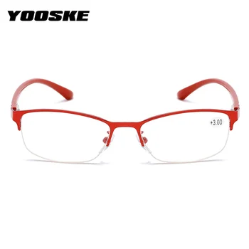 YOOSKE Lasīšanas Brilles Vīrieši Sievietes Pusi kadra Hyperopia Brilles Vīriešu Presbyopic Brilles Dioptriju Brillēm +1.0 1.5 2.0 2.5 3.0