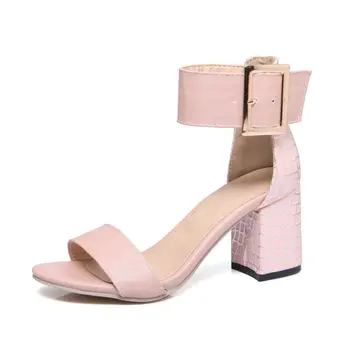 ZawsThia vasaras atvērtu purngalu balta, zila, rozā sieviete kurpes bloķēt augsta papēži kāzu dāmas sūkņi lielo siksnu sprādzes gladiatoru sandales